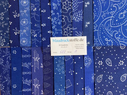 Blaudruck Patchwork-Stoffpaket 502 - 10 x 10cm