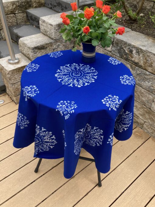 Große runde Blaudruck-Tischdecke 6688