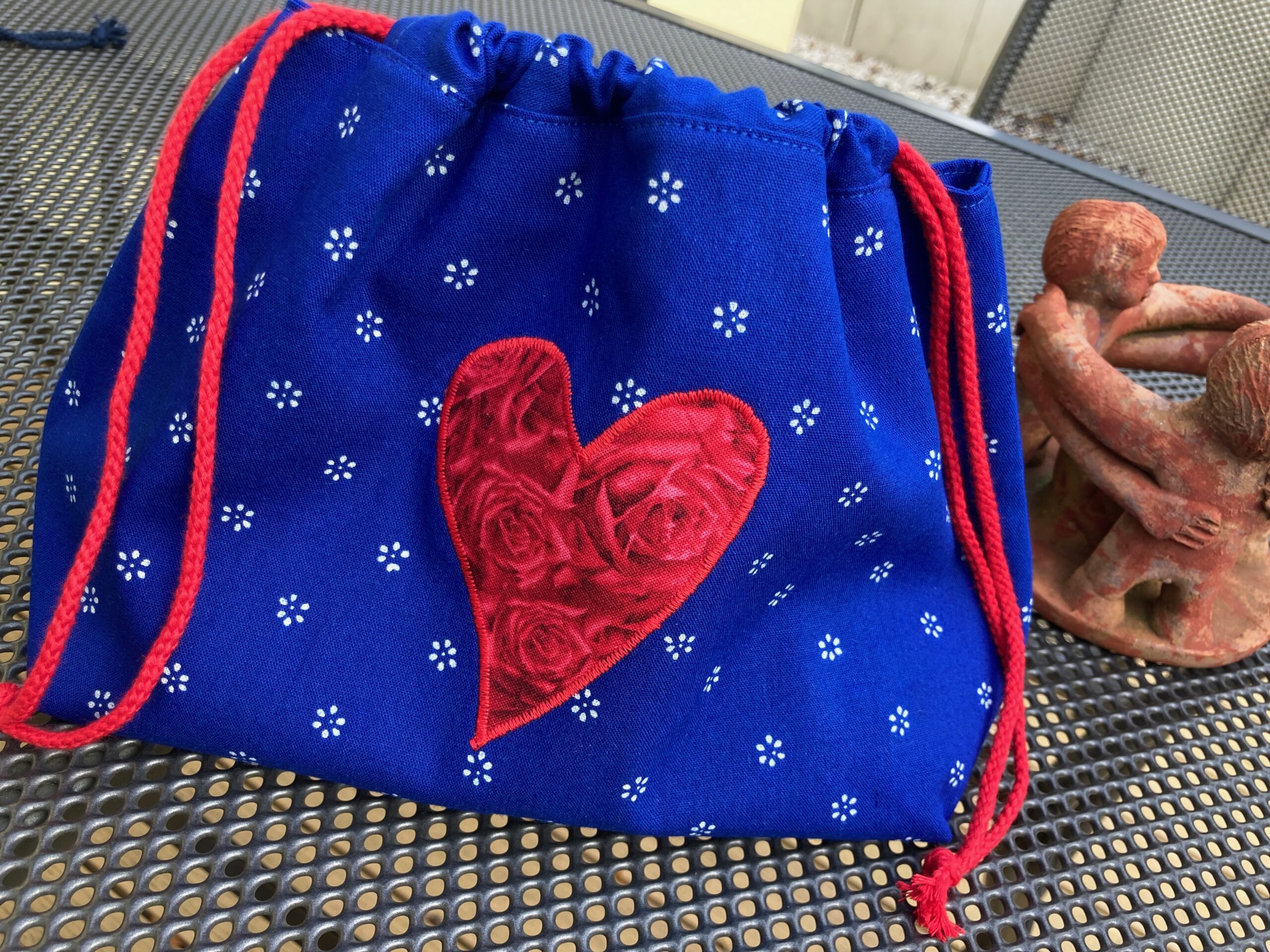 Blaudruck - Geschenkbeutel mit Herz 7305