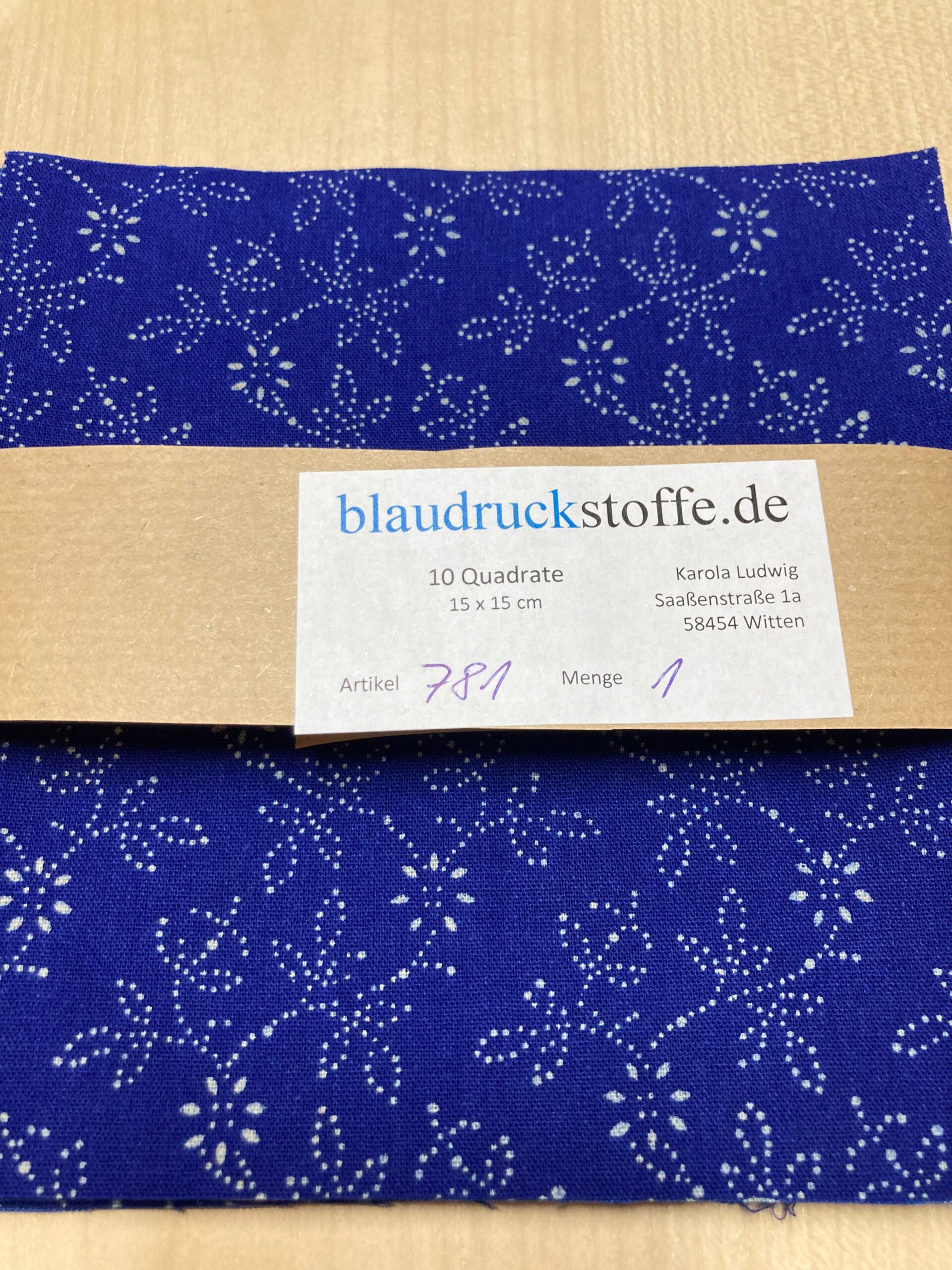 Blaudruck Patchwork-Stoffpaket 781 - 15 x 15cm – Bild 2