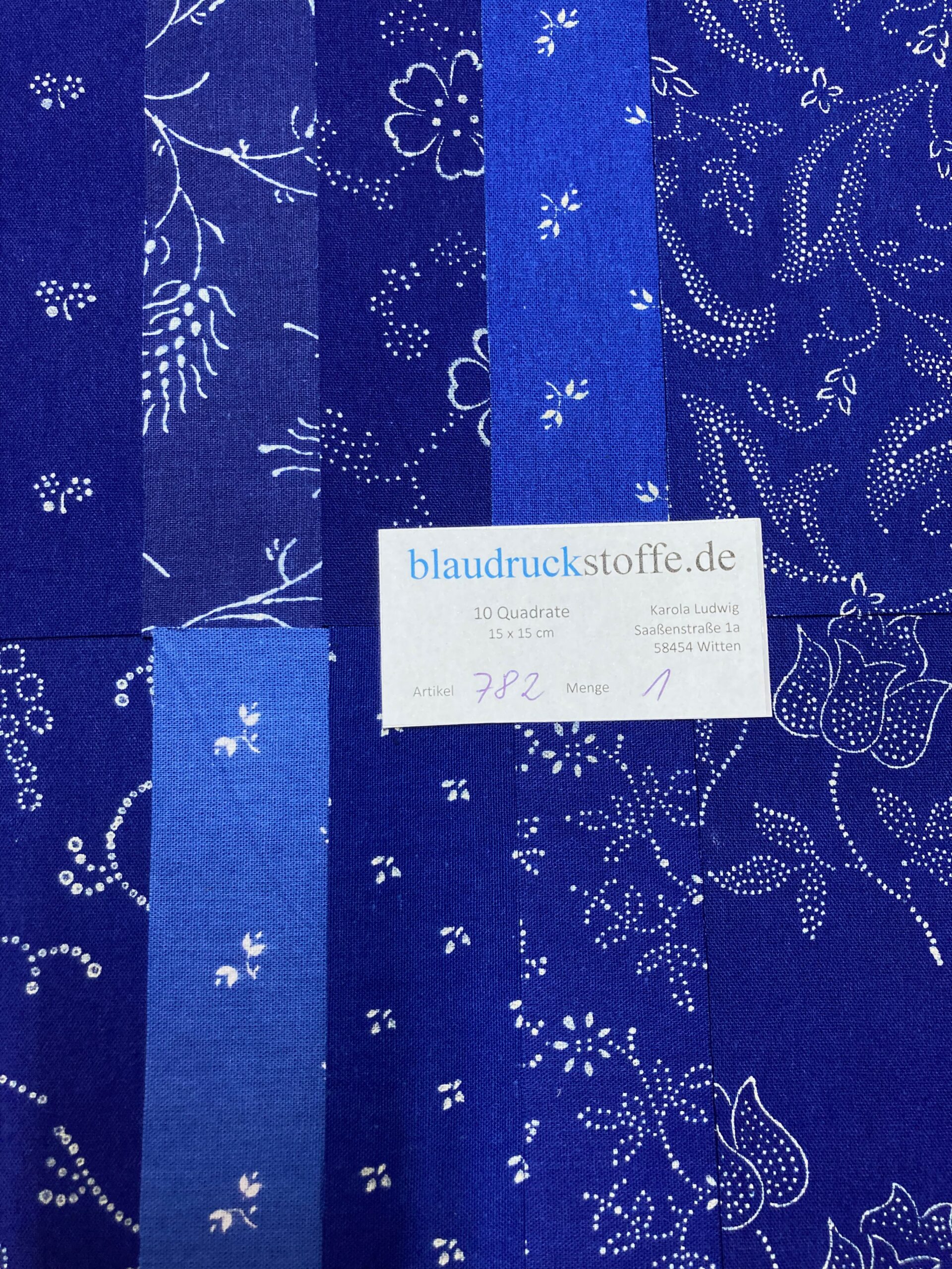 Blaudruck Patchwork-Stoffpaket 782 - 15 x 15cm