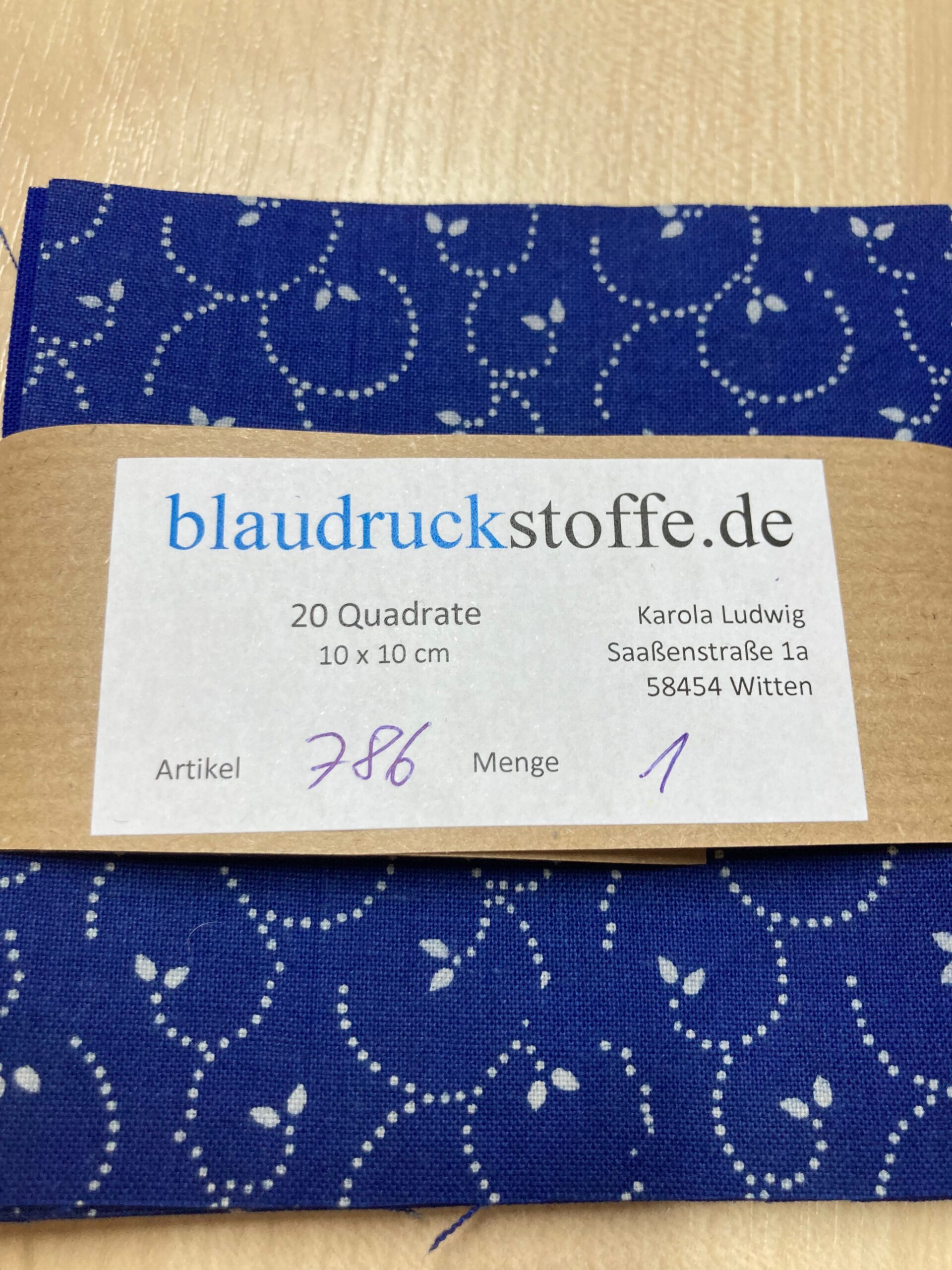 Blaudruck Patchwork-Stoffpaket 786 - 10 x 10cm – Bild 2