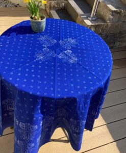 Große runde Blaudruck-Tischdecke 6450